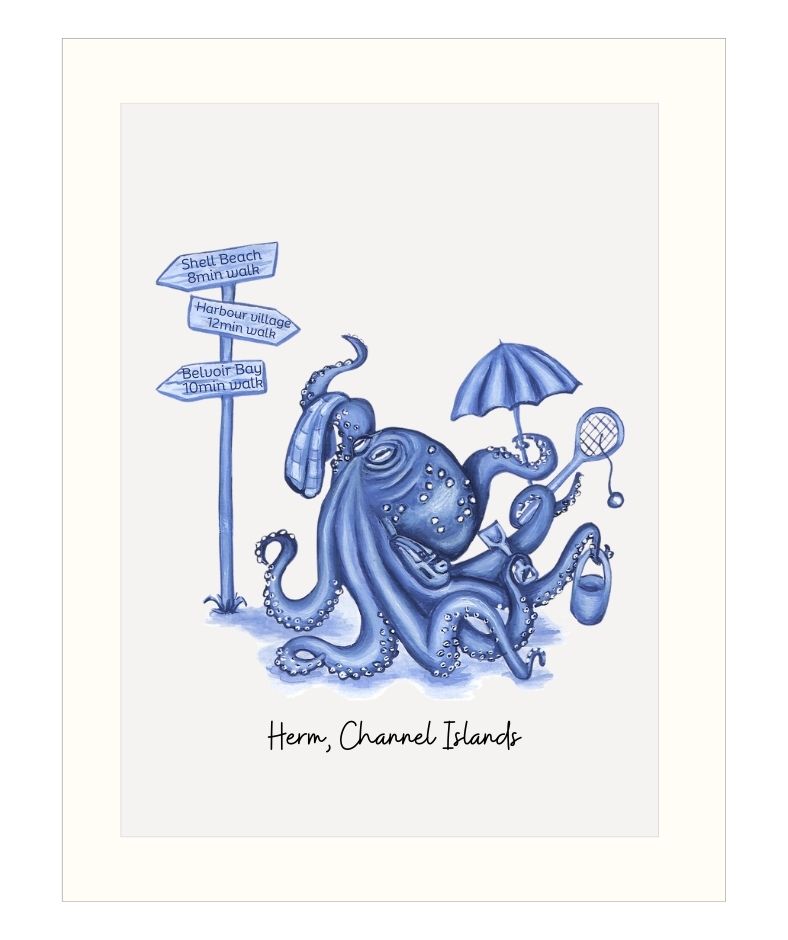 Mounted Giclee Prints - Herm Island Octopus