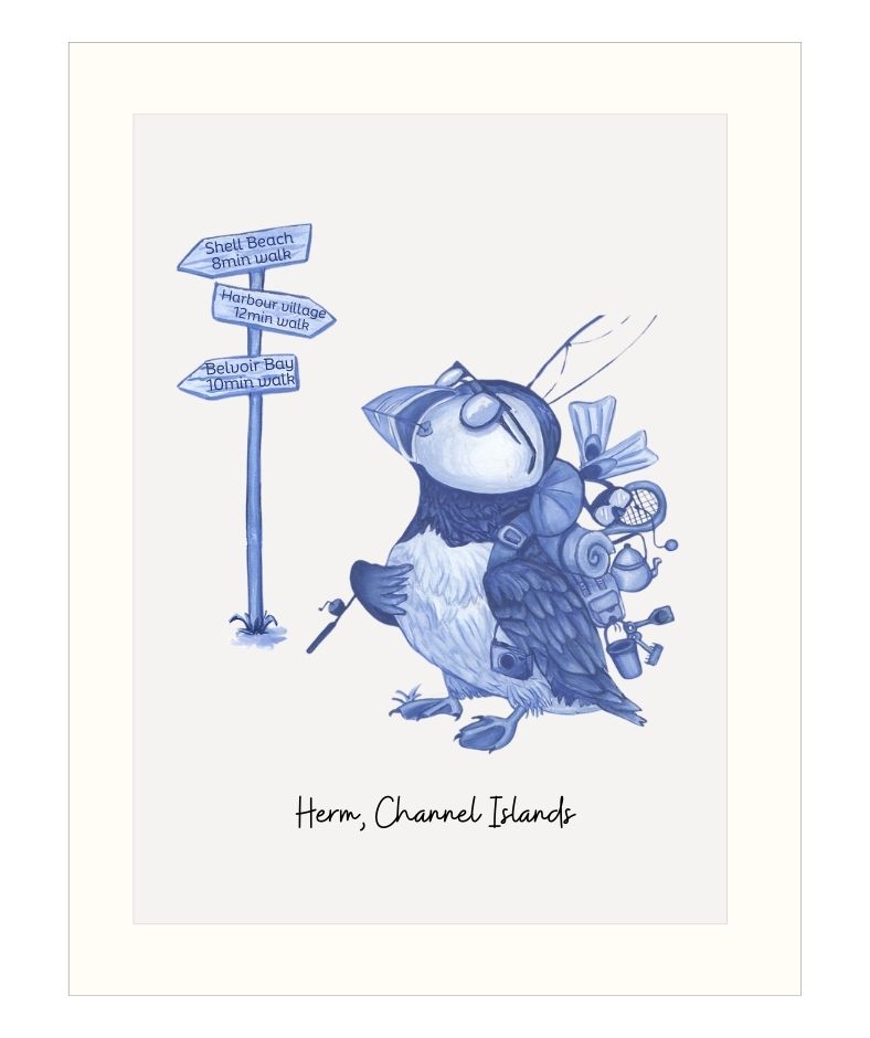 Mounted Giclee Prints - Herm Island Puffin