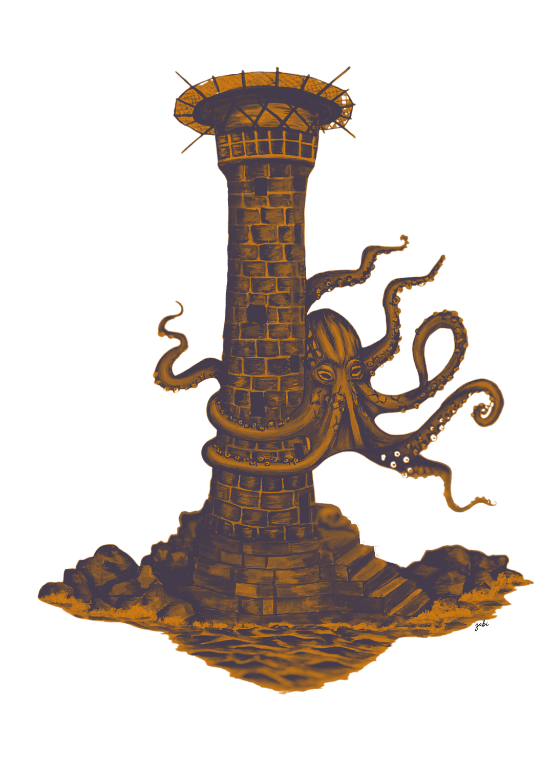 Tirage d’art : Phare et Poulpe