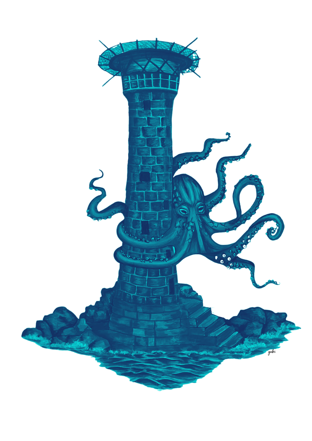Tirage d’art : Phare et Poulpe